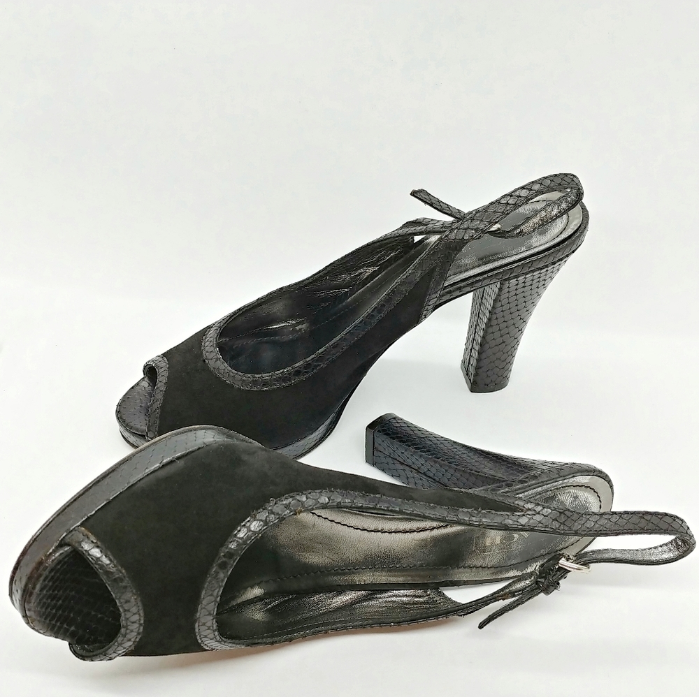 Coach Peep Toe Slingback Chunky Heels sz9